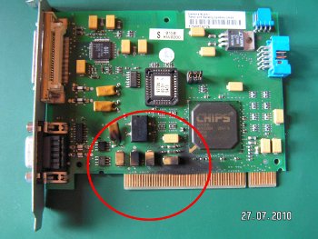 Detailaufnahme einer untersuchten elektronischen Baugruppe